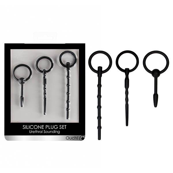 OUCH! Urethral Sounding Plug Set - Black - Set of 3 Sizes - OU325BLK