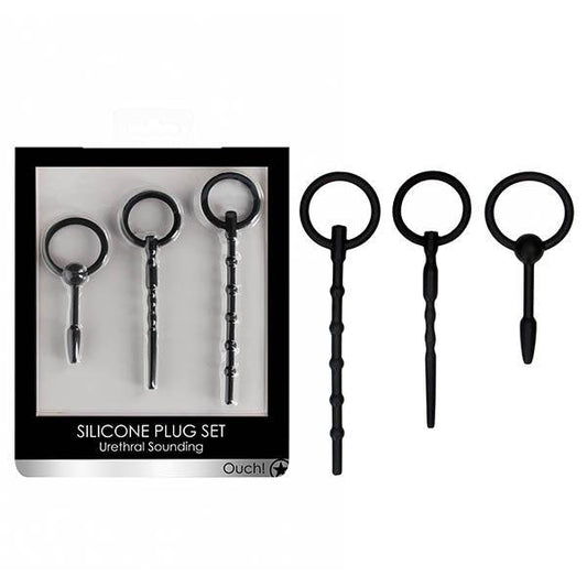 OUCH! Urethral Sounding Plug Set - Black - Set of 3 Sizes - OU325BLK