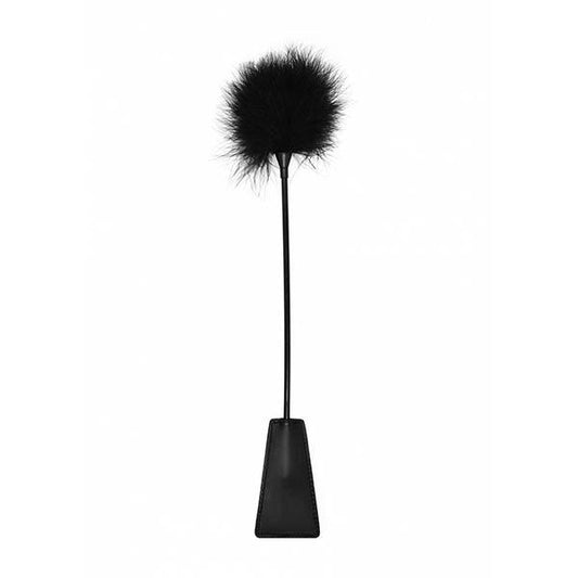 Ouch! Crop With Feather - Black Whip - OU391BLK