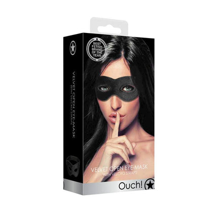 Ouch! Velvet & Velcro Adjustable Open Eye Mask - Black Restraint - OU522BLK