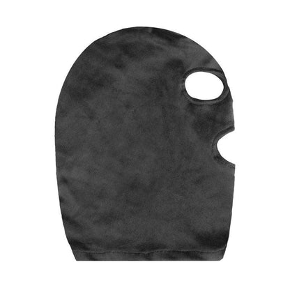 Ouch! Velvet & Velcro Mask with Eye and Mouth Opening - Black Hood - OU523BLK