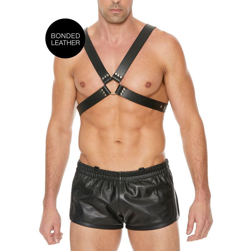 Ouch! Men's Large Buckle Harness - Black - One Size - OU556BLK