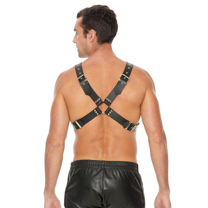 Ouch! Men's Large Buckle Harness - Black - One Size - OU556BLK