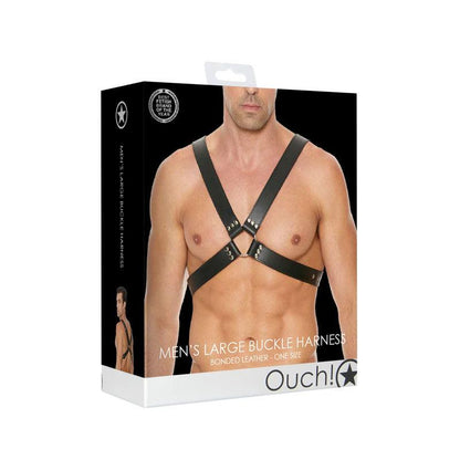 Ouch! Men's Large Buckle Harness - Black - One Size - OU556BLK