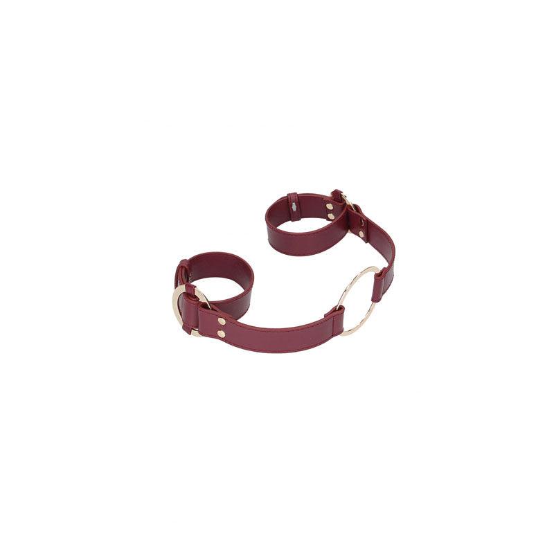 OUCH! Halo - Handcuff With Connector - Burgundy Restraint - OU582BUR