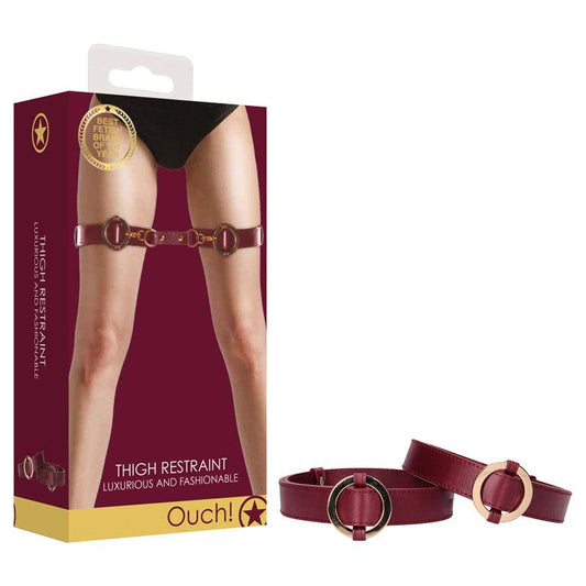 OUCH! Halo - Thigh Cuffs - Burgundy Leg Restraints - OU583BUR