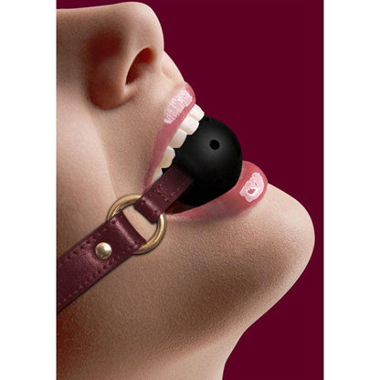 OUCH! Halo - Breathable Ball Gag - Burgundy Mouth Restraint - OU586BUR