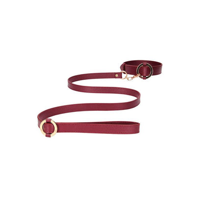 OUCH! Halo - Collar With Leash - Burgundy Restraint - OU588BUR