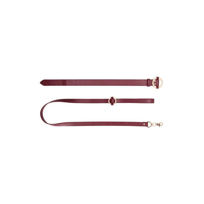 OUCH! Halo - Collar With Leash - Burgundy Restraint - OU588BUR