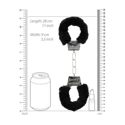 OUCH! Black & White Beginner's Furry Hand Cuffs - Black Restraints - OU658BLK