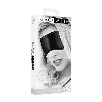 OUCH! Black & White Satin Eye-Mask - Black Eye Restraint - OU681BLK