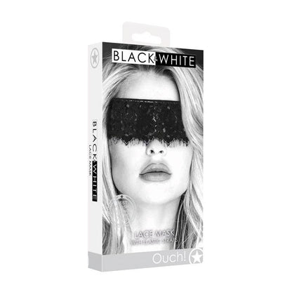 OUCH! Black & White Lace Mask With Elastic Straps - Black Eye Restraint - OU682BLK