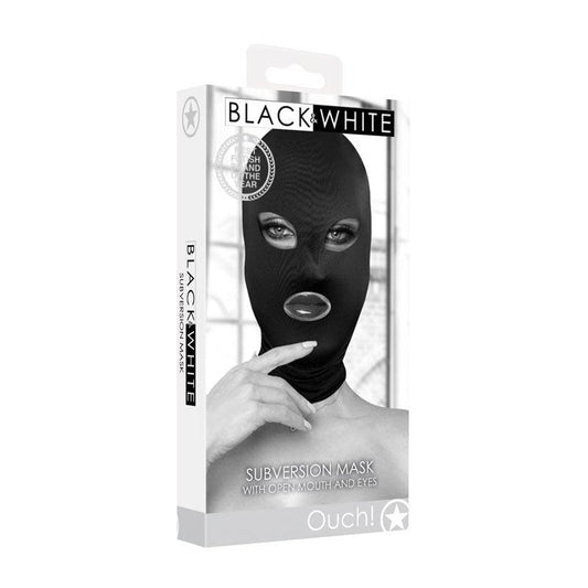 OUCH! Subversion Mask With Open Mouth - Black Hood - OU689BLK