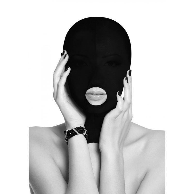 OUCH! Black & White Submission Mask - Black Hood Mask - OU690BLK