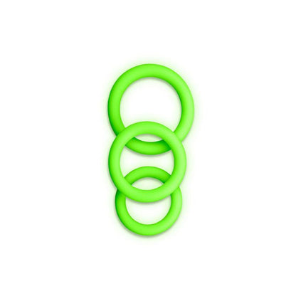 OUCH! Glow In The Dark Cock Ring Set - Glow in Dark Cock Rings - Set of 3 Sizes - OU731GLO