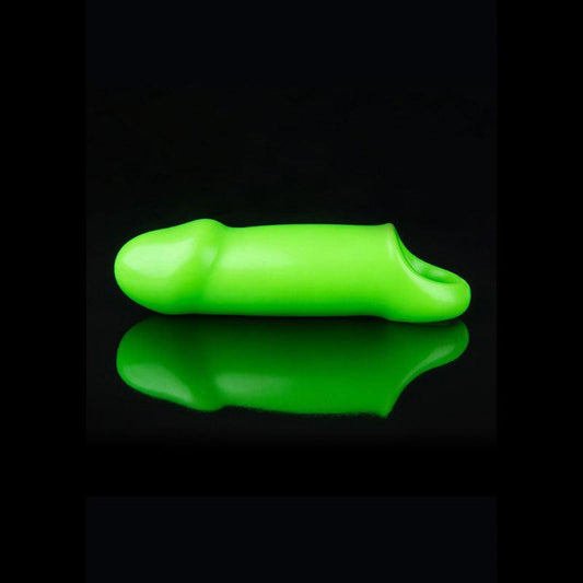 OUCH! Glow In The Dark Smooth Thick Stretchy Penis Sleeve - Glow in Dark 15.5 cm Penis Extension Sleeve - OU738GLO