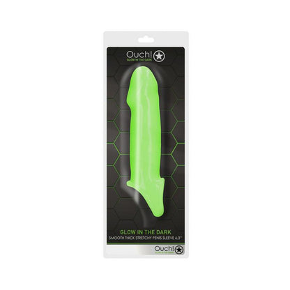 OUCH! Glow In The Dark Smooth Thick Stretchy Penis Sleeve - Glow in Dark 15.5 cm Penis Extension Sleeve - OU738GLO