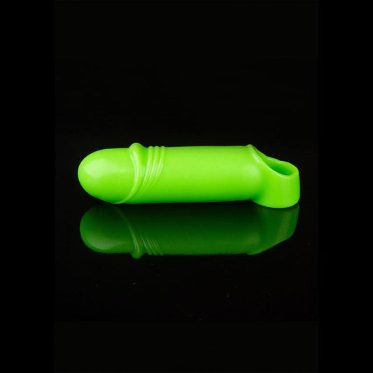 OUCH! Glow In The Dark Smooth Thick Stretchy Penis Sleeve - Glow in Dark 16 cm Penis Extension Sleeve - OU744GLO