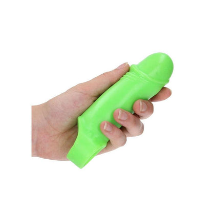 OUCH! Glow In The Dark Smooth Thick Stretchy Penis Sleeve - Glow in Dark 16 cm Penis Extension Sleeve - OU744GLO