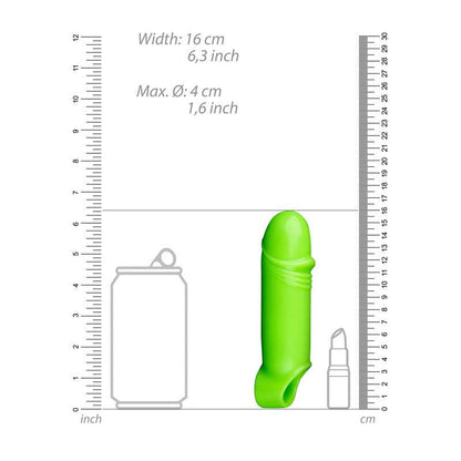 OUCH! Glow In The Dark Smooth Thick Stretchy Penis Sleeve - Glow in Dark 16 cm Penis Extension Sleeve - OU744GLO