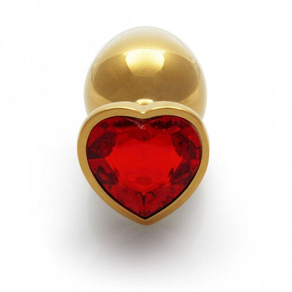 OUCH! Heart Gem Gold Butt Plug - Medium - Gold 8 cm Medium Butt Plug with Heart Gem Base - OU806GLD