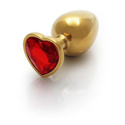 OUCH! Heart Gem Gold Butt Plug - Medium - Gold 8 cm Medium Butt Plug with Heart Gem Base - OU806GLD