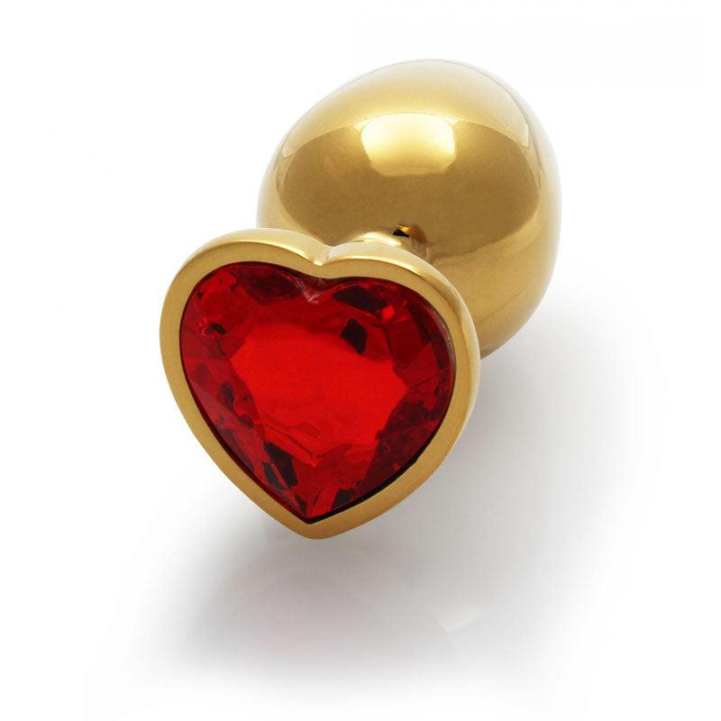 OUCH! Heart Gem Gold Butt Plug - Medium - Gold 8 cm Medium Butt Plug with Heart Gem Base - OU806GLD