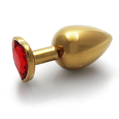 OUCH! Heart Gem Gold Butt Plug - Medium - Gold 8 cm Medium Butt Plug with Heart Gem Base - OU806GLD