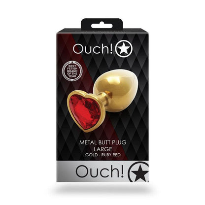 OUCH! Heart Gem Gold Butt Plug - Large - Gold 9.3 cm Large Butt Plug with Heart Gem Base - OU807GLD