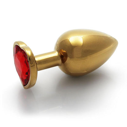 OUCH! Heart Gem Gold Butt Plug - Large - Gold 9.3 cm Large Butt Plug with Heart Gem Base - OU807GLD