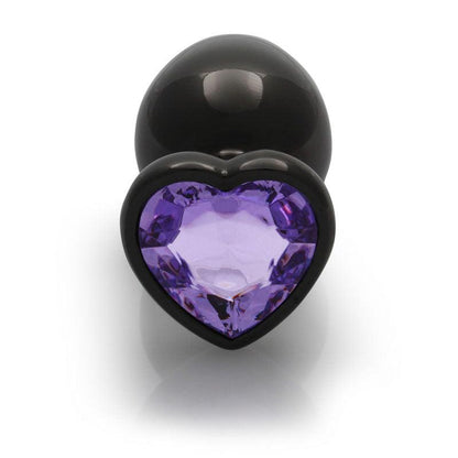 OUCH! Heart Gem Gunmetal Butt Plug - Large - Gunmetal 9.3 cm Large Butt Plug with Heart Gem Base - OU813GUN