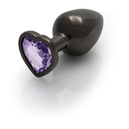 OUCH! Heart Gem Gunmetal Butt Plug - Large - Gunmetal 9.3 cm Large Butt Plug with Heart Gem Base - OU813GUN