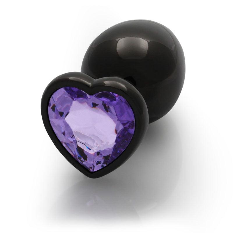 OUCH! Heart Gem Gunmetal Butt Plug - Large - Gunmetal 9.3 cm Large Butt Plug with Heart Gem Base - OU813GUN