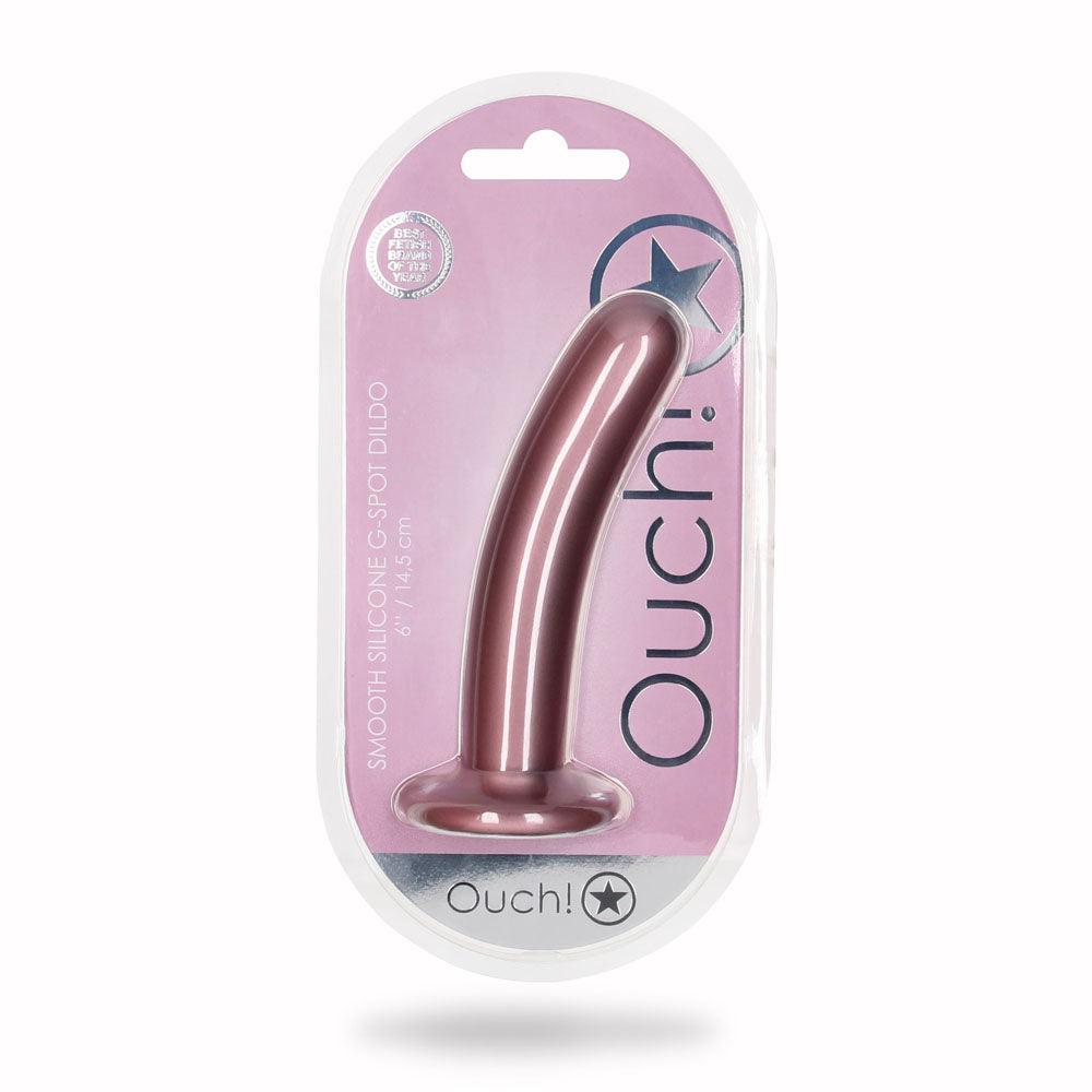 OUCH! Smooth Silicone G-Spot Dildo - 6'' / 14.5 cm - Rose Gold 14.5 cm Dildo - OU820ROS