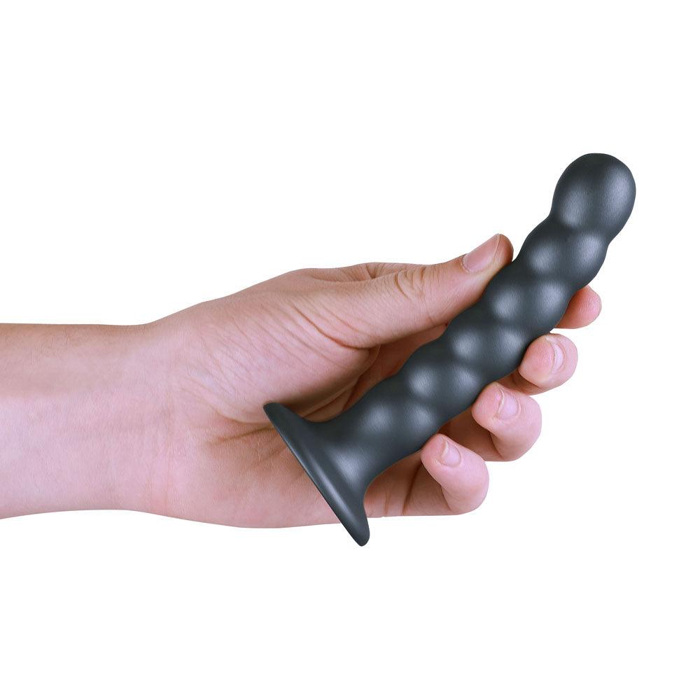 OUCH! Beaded Silicone G-Spot Dildo - 5'' / 13cm - Gunmetal 13 cm Dildo - OU822GUN