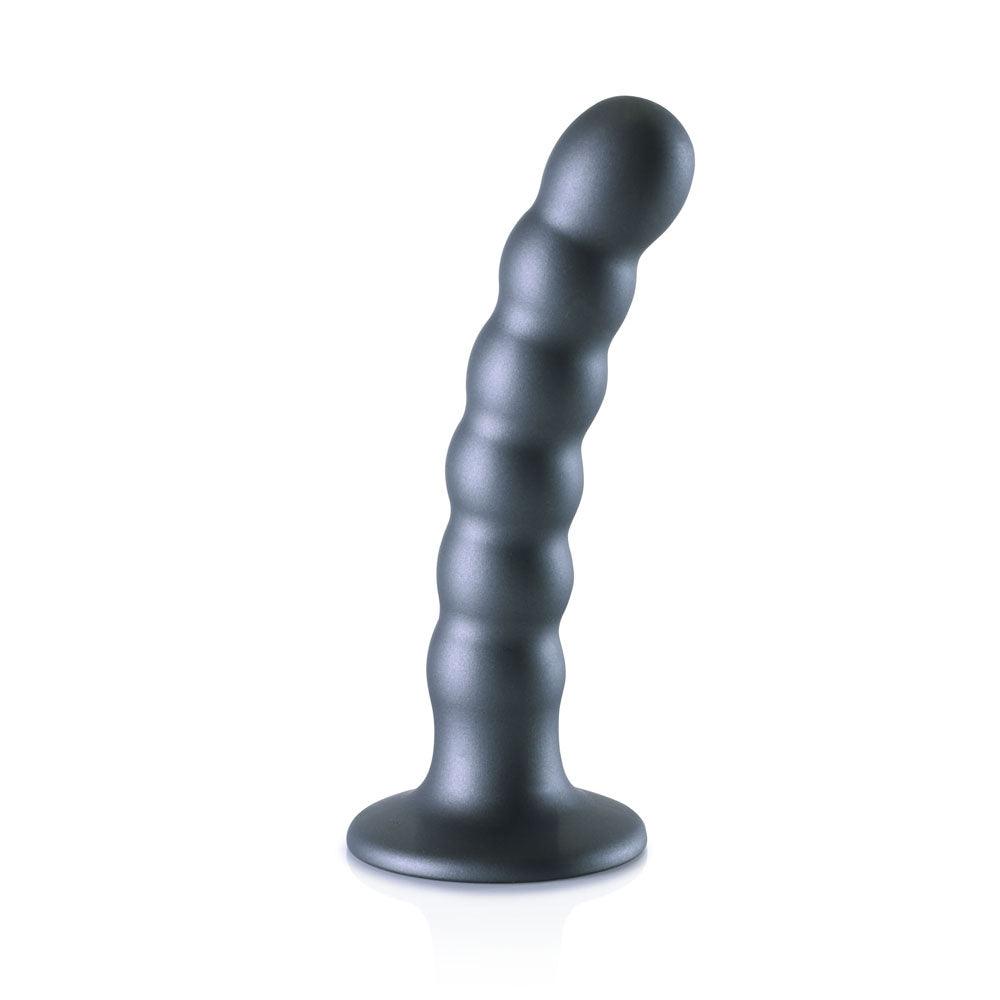 OUCH! Beaded Silicone G-Spot Dildo - 5'' / 13cm - Gunmetal 13 cm Dildo - OU822GUN