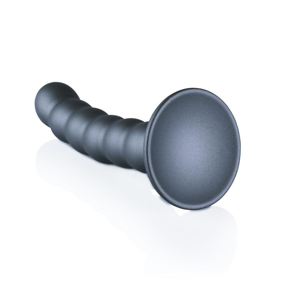 OUCH! Beaded Silicone G-Spot Dildo - 5'' / 13cm - Gunmetal 13 cm Dildo - OU822GUN