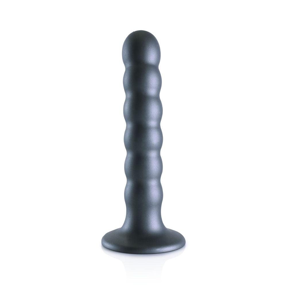 OUCH! Beaded Silicone G-Spot Dildo - 5'' / 13cm - Gunmetal 13 cm Dildo - OU822GUN