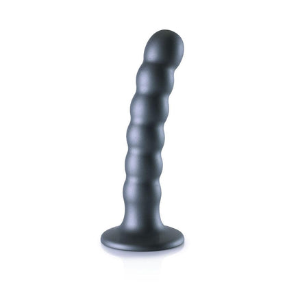 OUCH! Beaded Silicone G-Spot Dildo - 5'' / 13cm - Gunmetal 13 cm Dildo - OU822GUN