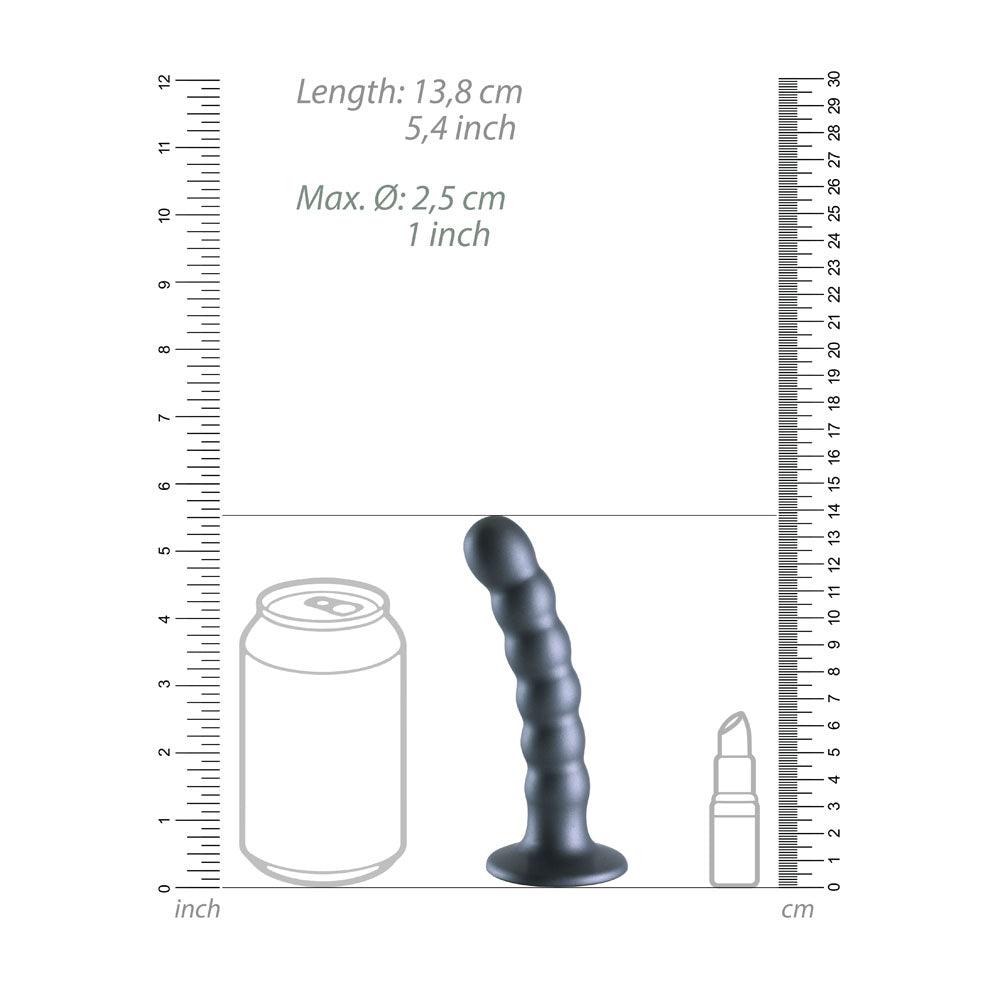 OUCH! Beaded Silicone G-Spot Dildo - 5'' / 13cm - Gunmetal 13 cm Dildo - OU822GUN