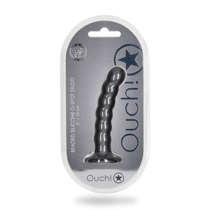 OUCH! Beaded Silicone G-Spot Dildo - 5'' / 13cm - Gunmetal 13 cm Dildo - OU822GUN