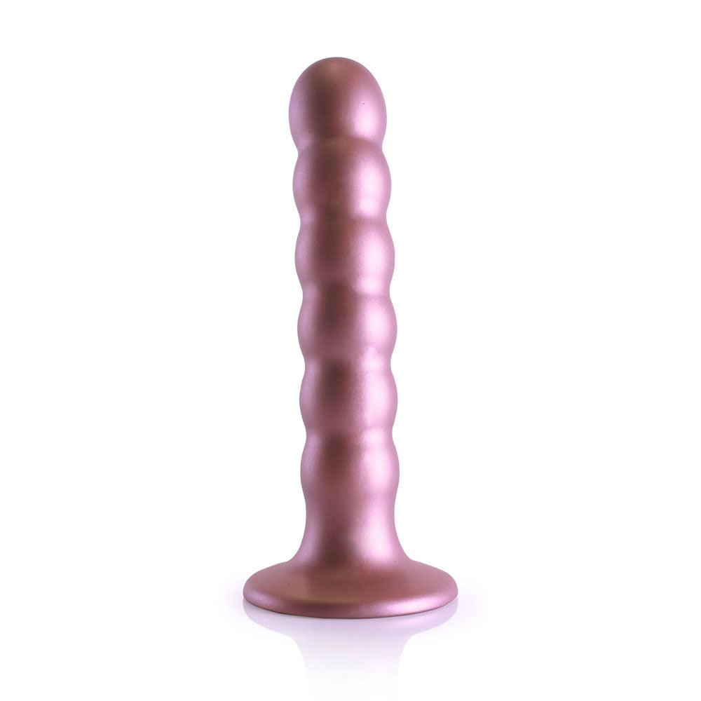 OUCH! Beaded Silicone G-Spot Dildo - 5'' / 13cm - Rose Gold 13 cm Dildo - OU822ROS