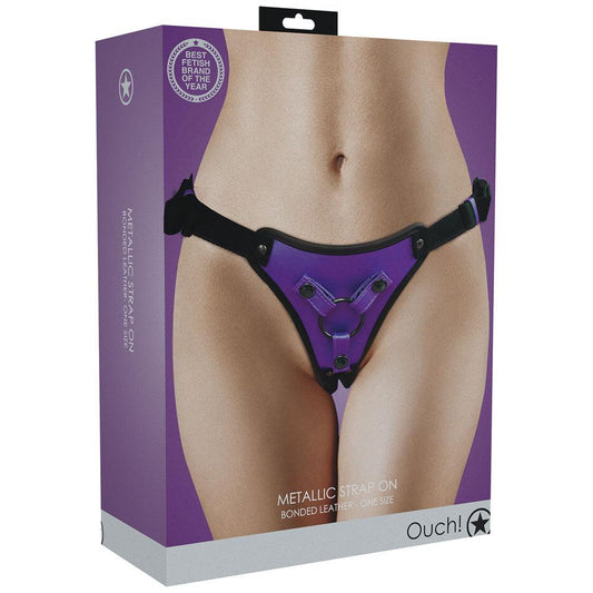 OUCH! Metallic Strap On Harness - Metallic Purple - Metallic Purple Adjustable Strap-On Harness (No Probe Included) - OU869MPU