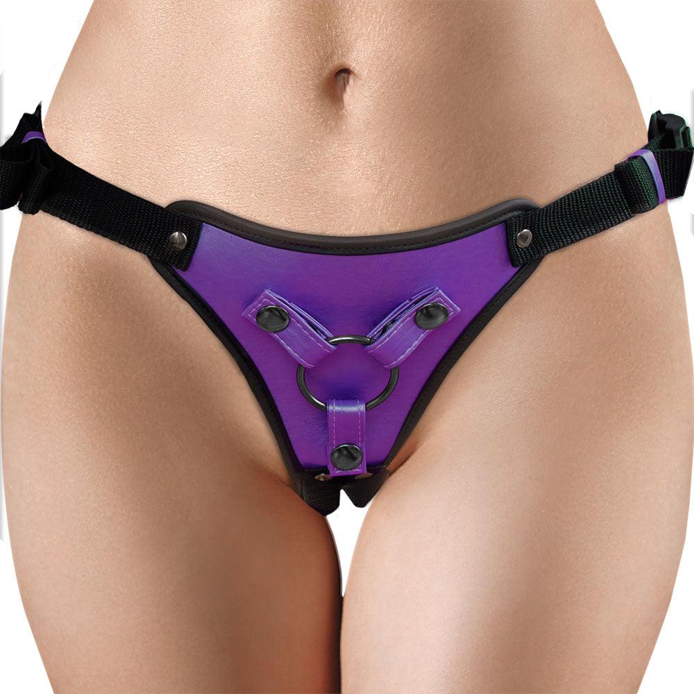 OUCH! Metallic Strap On Harness - Metallic Purple - Metallic Purple Adjustable Strap-On Harness (No Probe Included) - OU869MPU