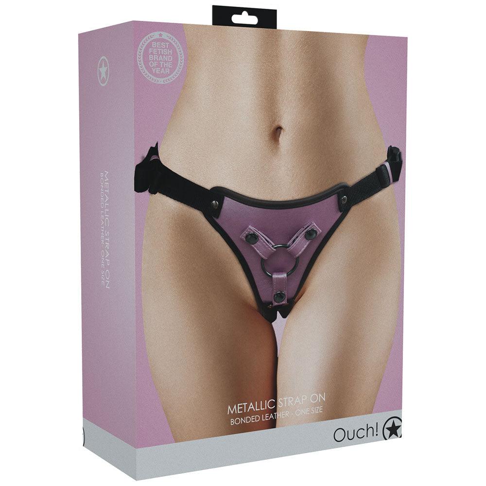 OUCH! Metallic Strap On Harness - Rose - Rose Adjustable Strap-On Harness (No Probe Included) - OU869ROS