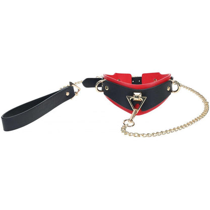 OUCH! Milan Collection - Collar with Leash - Black/Red Restraint - OU962BLKRD