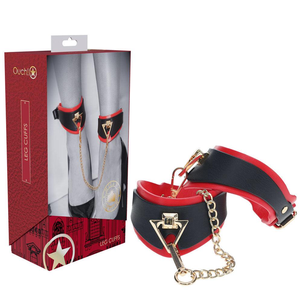 OUCH! Milan Collection - Leg Cuffs - Black/Red Restraints - OU964BLKRD