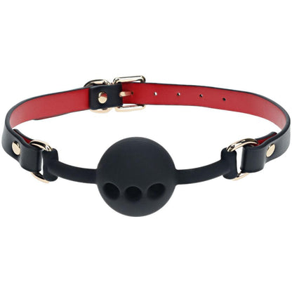 OUCH! Milan Collection - Silicone Ball Gag - Black/Red Breathable Mouth Restraint - OU968BLKRD