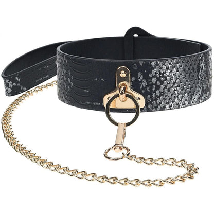 OUCH! Florence Collection - Collar with Leash - Black Restraint - OU998BLK