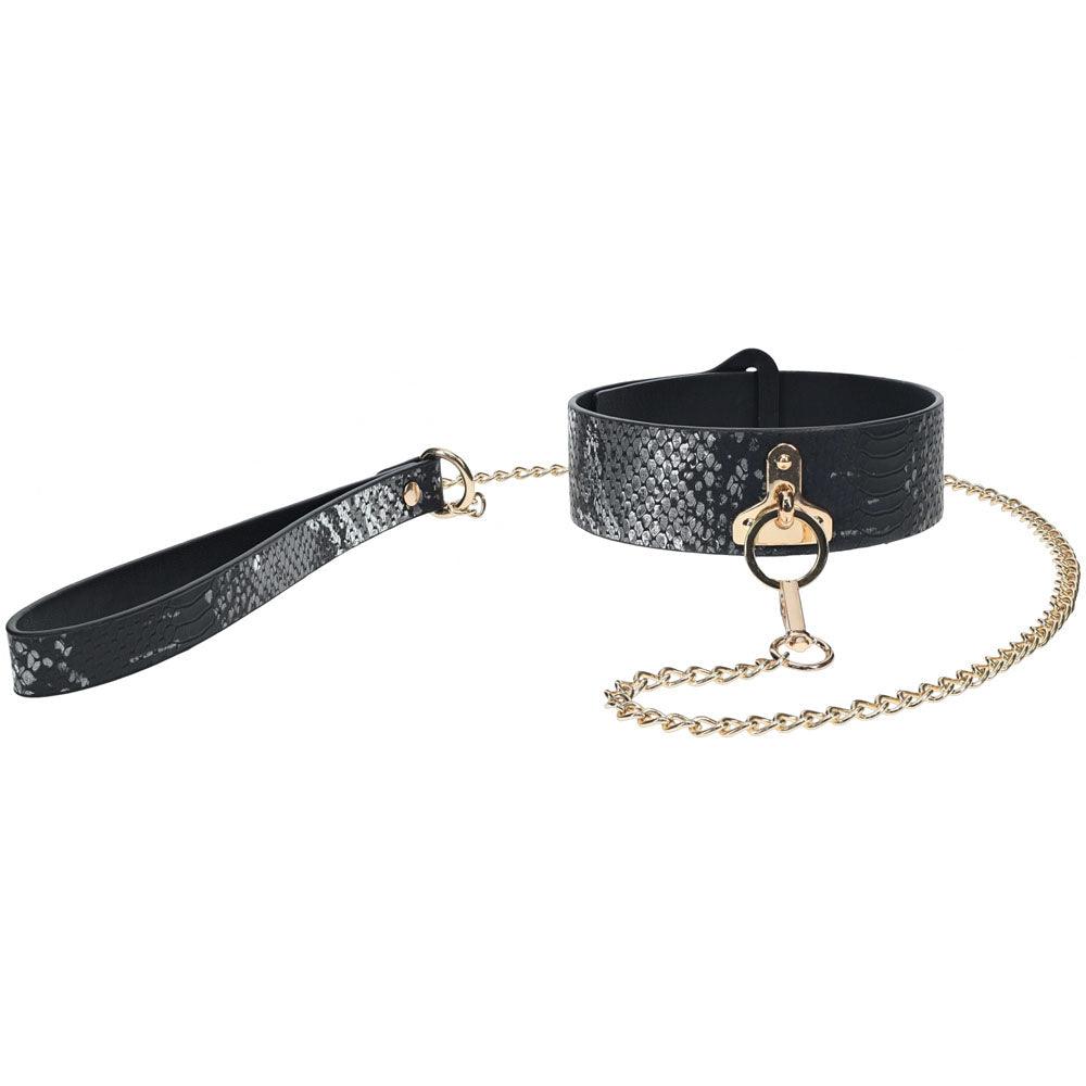 OUCH! Florence Collection - Collar with Leash - Black Restraint - OU998BLK